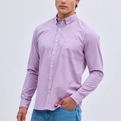 Lavender Checks Slim Fit Shirt