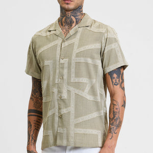 Sage Geometric Box Fit Shirt