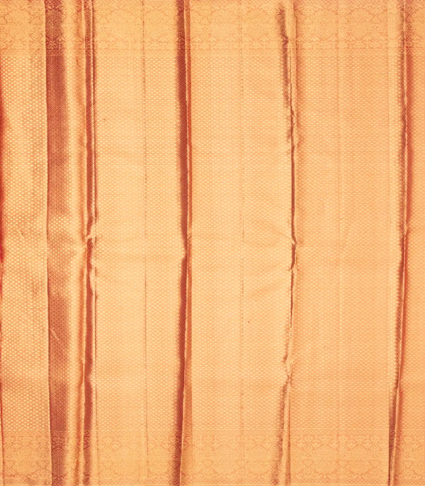 Peach Handloom Kanchipuram Tissue Silk Saree With Meena Floral Motifs