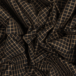 Black Handloom Kanchi Cotton Saree With Checks