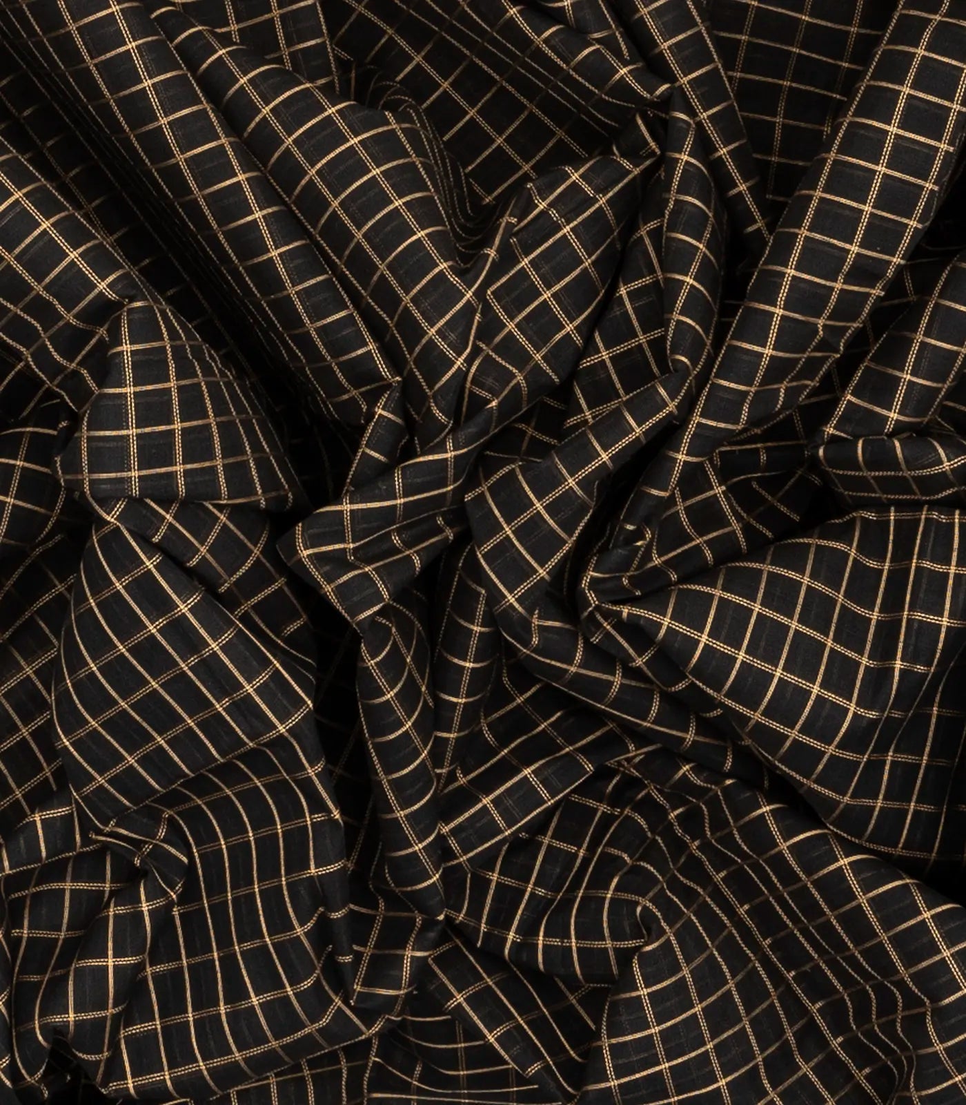 Black Handloom Kanchi Cotton Saree With Checks