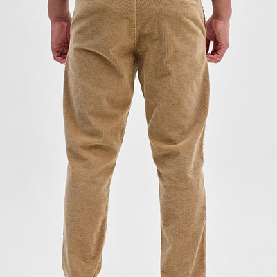Beige Corduroy Slim Fit Trousers