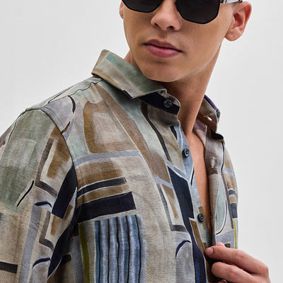 Brown Textured Abstract Shirt