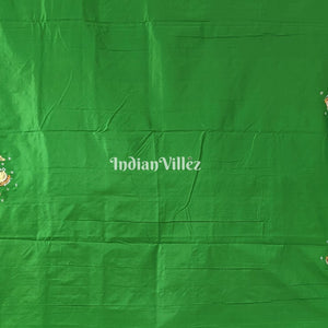 Green Radha Krishna Dashavatara Pattachitra Saree