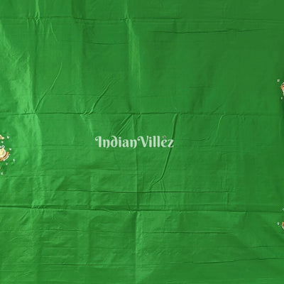 Green Radha Krishna Dashavatara Pattachitra Saree