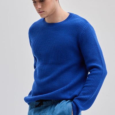 Dark Blue Fisherman Knit Sweater