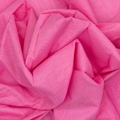 BubbleGum Pink Handloom Plain Bengal Cotton Saree With Printed Blouse