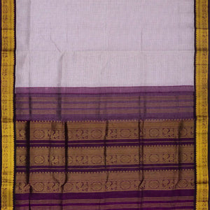 Lavender Handloom Silk Cotton Saree With Checks