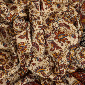 Cream Handloom Chanderi Cotton Saree With Printed Crimson Floral Motif