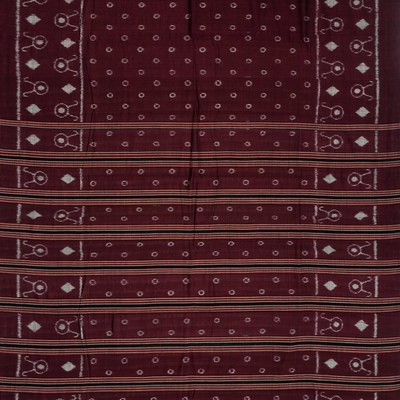 Maroon Handloom Orissa Cotton Saree With Tie & Dye Motifs