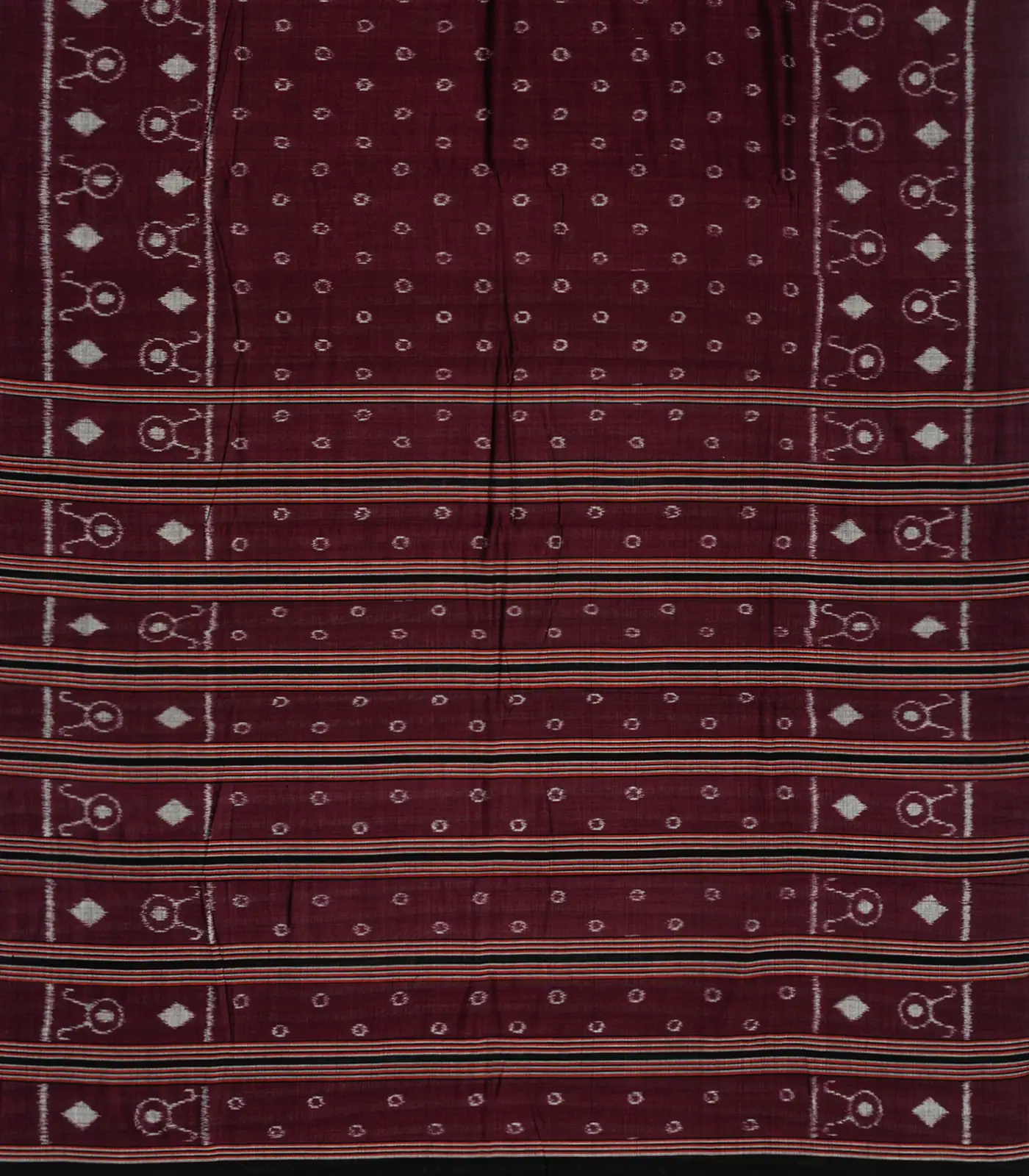 Maroon Handloom Orissa Cotton Saree With Tie & Dye Motifs