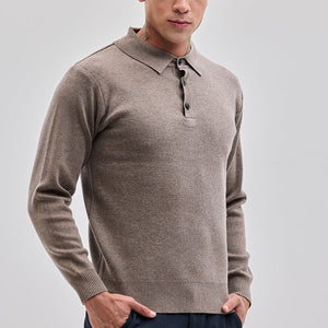 Light Brown Knitted Polo Sweater