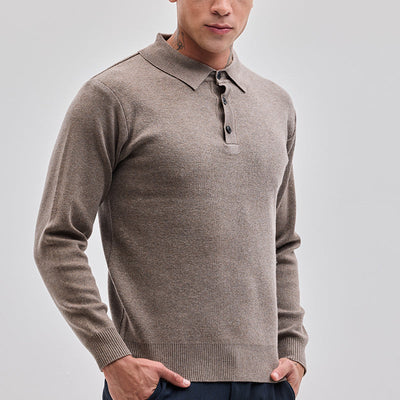 Light Brown Knitted Polo Sweater