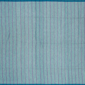 Grey Handloom Bengal Cotton Saree With Blue Border