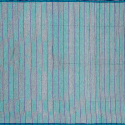 Grey Handloom Bengal Cotton Saree With Blue Border