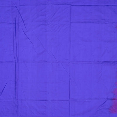 Orange Handloom Ikat Silk Saree With Contrast Purple Border