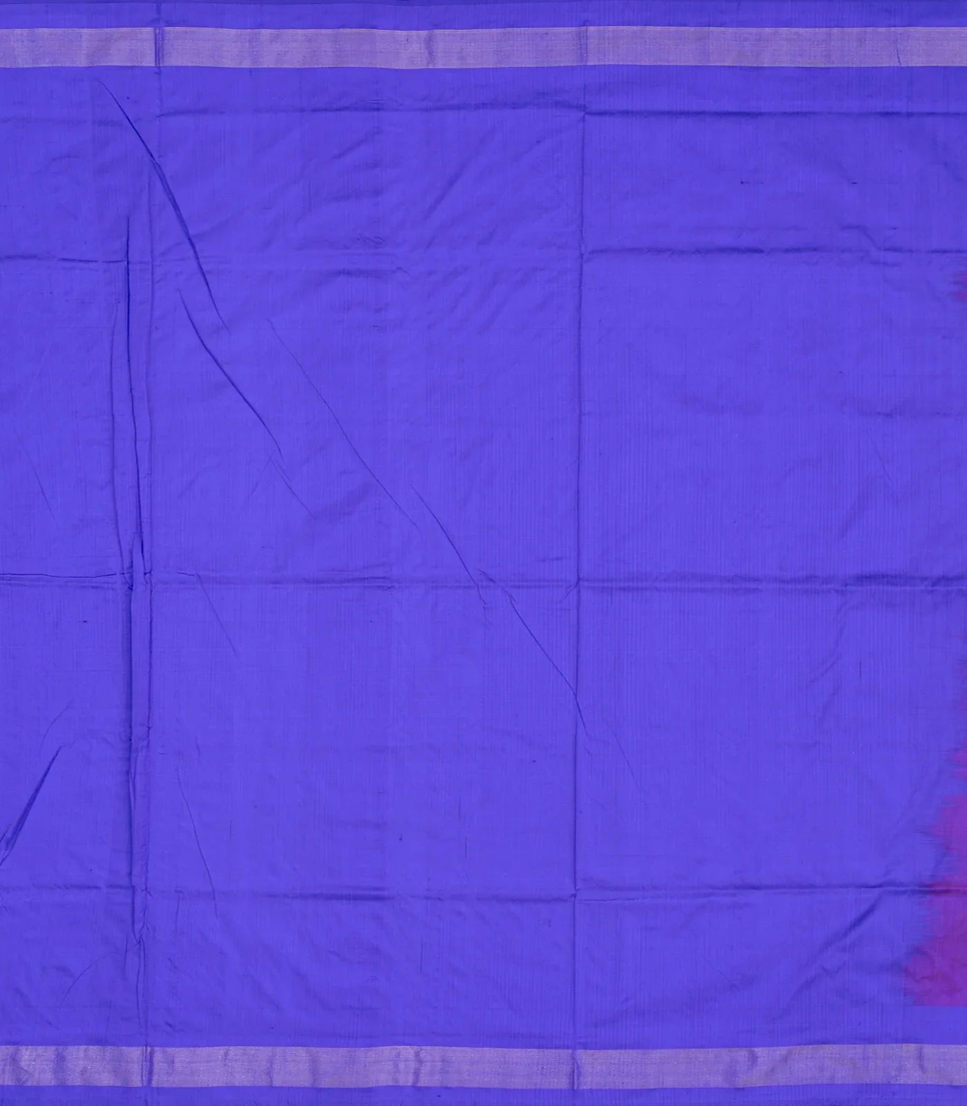 Orange Handloom Ikat Silk Saree With Contrast Purple Border