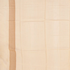 Cream Handwoven Tussar Silk Saree With Kamalam Motifs & Mango Vine Motifs in Border-Cream