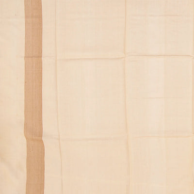 Cream Handwoven Tussar Silk Saree With Kamalam Motifs & Mango Vine Motifs in Border-Cream