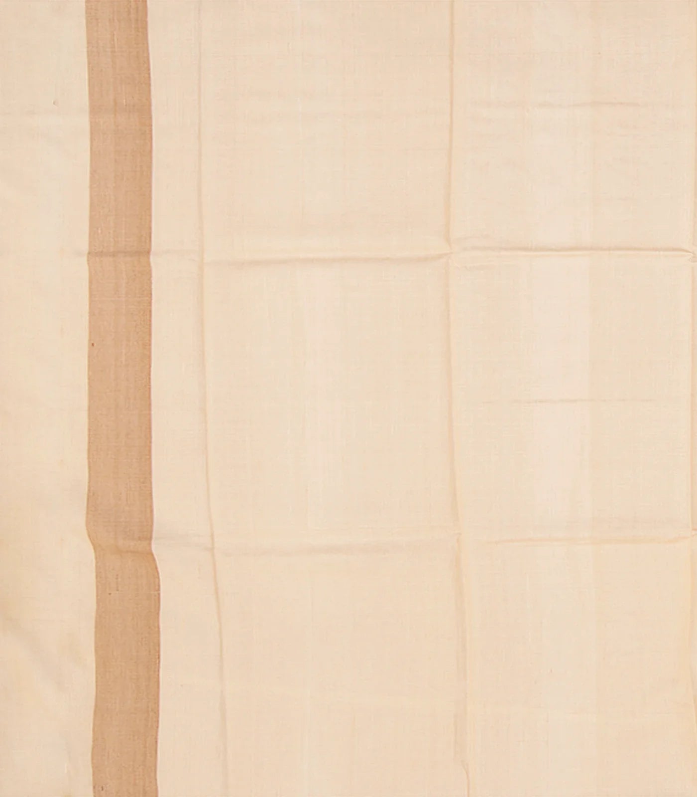 Cream Handwoven Tussar Silk Saree With Kamalam Motifs & Mango Vine Motifs in Border-Cream