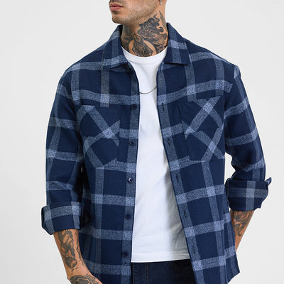 Navy Checks Relaxed Fit Overshirt