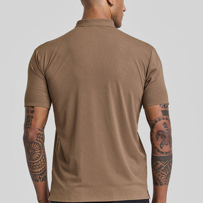 Light Brown Textured Polo T-Shirt