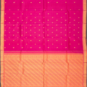 Hot Pink Handloom Kanchipuram Silk Saree With Annam Buttas