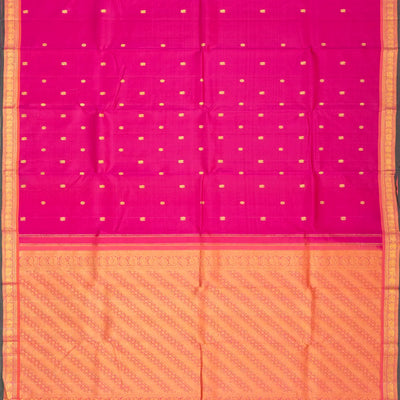 Hot Pink Handloom Kanchipuram Silk Saree With Annam Buttas