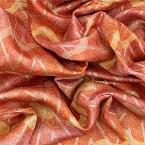 Peach Handwoven Printed Tussar Silk Saree With Chevron Motifs-Peach