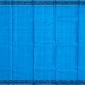 White Handloom Kanchipuram Korvai Silk Saree With Blue Border