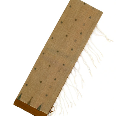 Beige Bengal Cotton Saree With Diamond Motifs