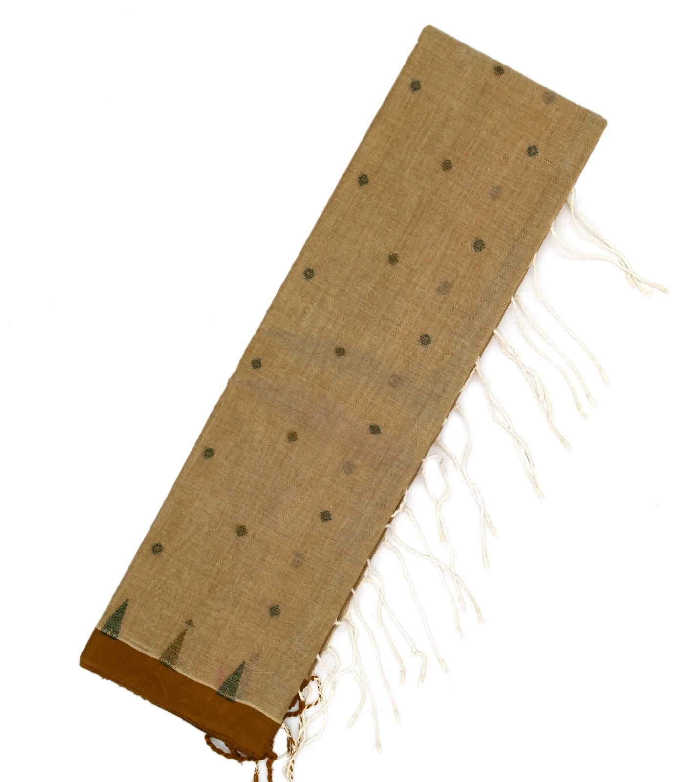 Beige Bengal Cotton Saree With Diamond Motifs