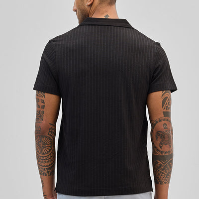 Black Textured Cuban T-Shirt