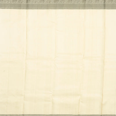 Off White Handloom Kanchipuram Silk Saree With Annam Buttas