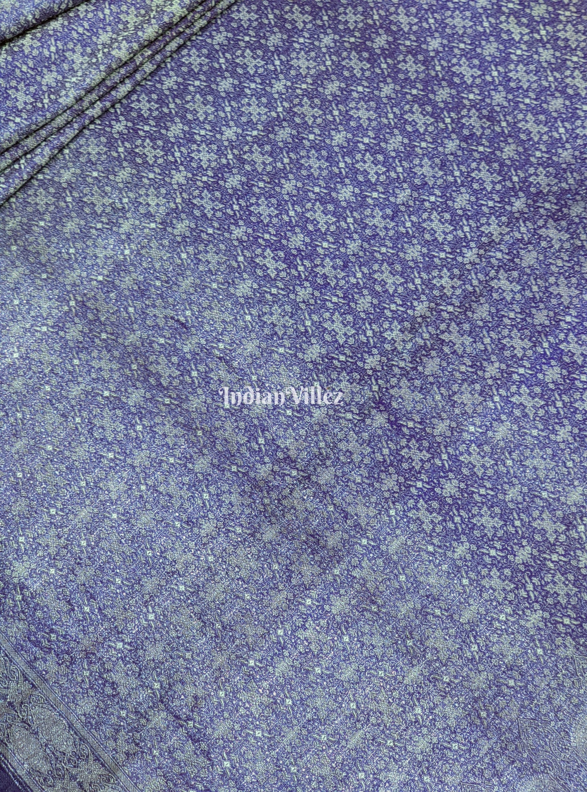 Lilac Flower Brocade Banarasi Handloom Silk Saree