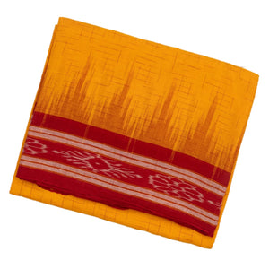Yellow Handloom Orissa Cotton Saree With Contrast Red Border