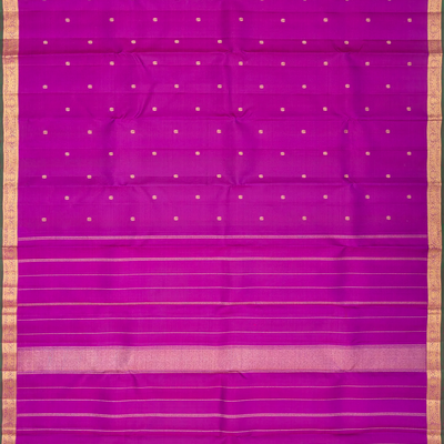 Magenta Handloom Kanchipuram Silk Saree With Annam Buttas