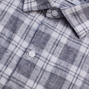 Grey Checks Linen Blend Shirt
