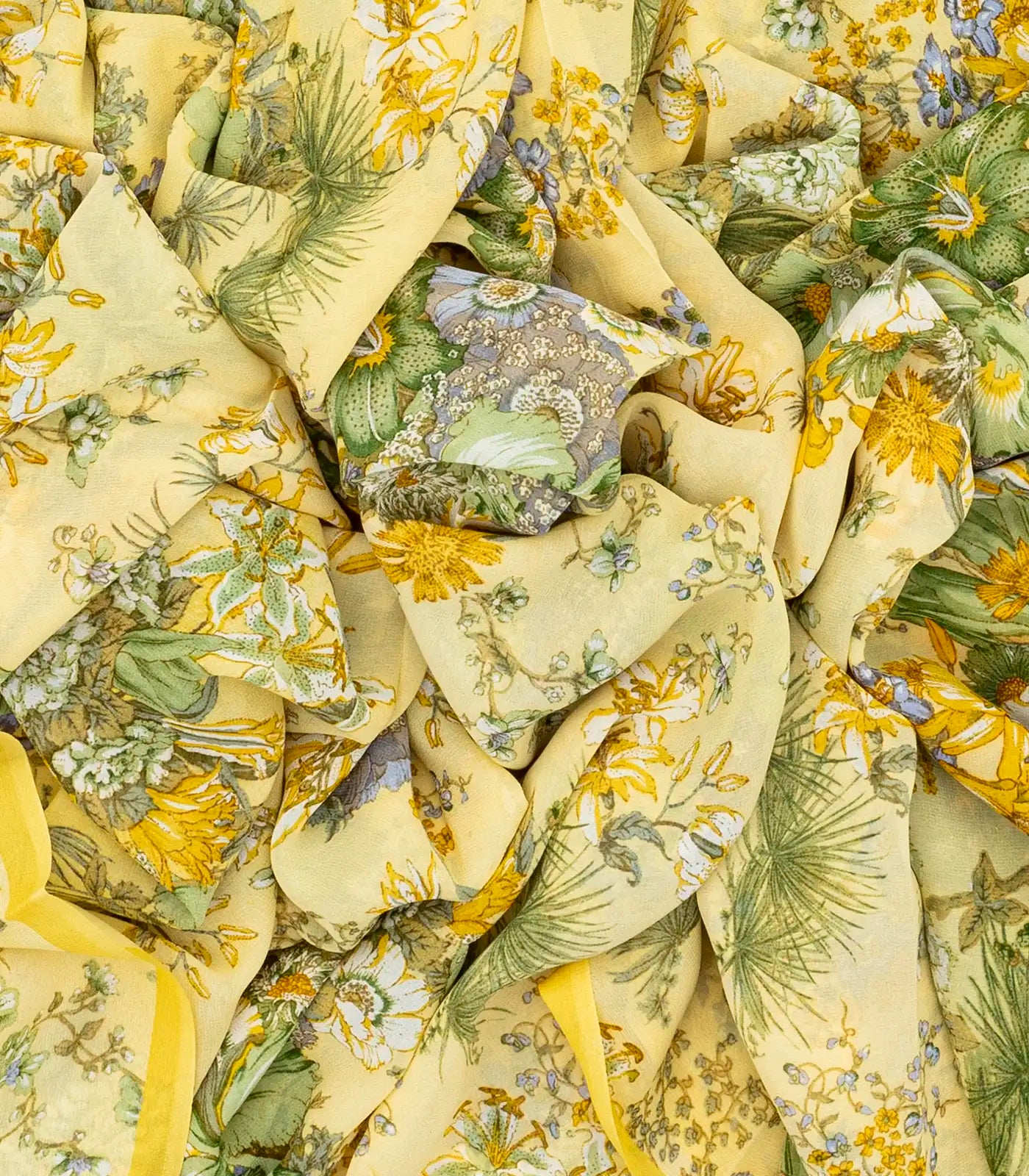 Yellow Woven Digital Printed Georgette Silk Saree With Floral Motifs