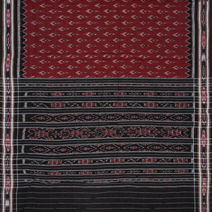 Maroon Handloom Orissa Cotton Saree With Tie & Dye Floral Motifs