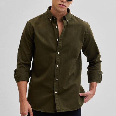 Olive Solid Twill Shirt
