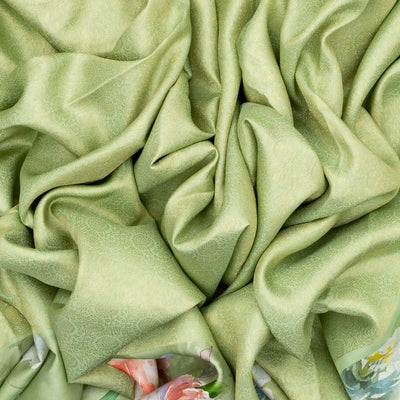 Light Green Handloom Kanchipuram Silk Saree With Printed Border and Pallu