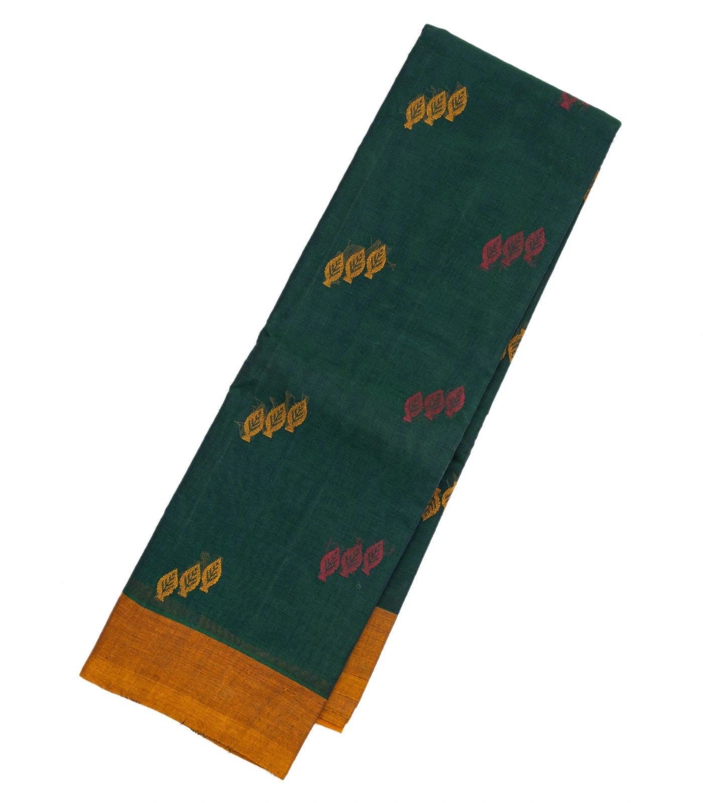 Teal Handloom Rasipuram Cotton Saree With Floral Buttas