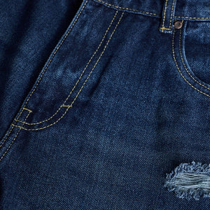 Navy Distressed Baggy Fit Jeans