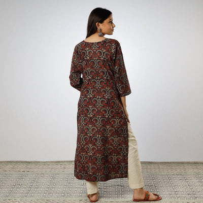 Black - Ajrakh Block Printing Cotton Long Kurta