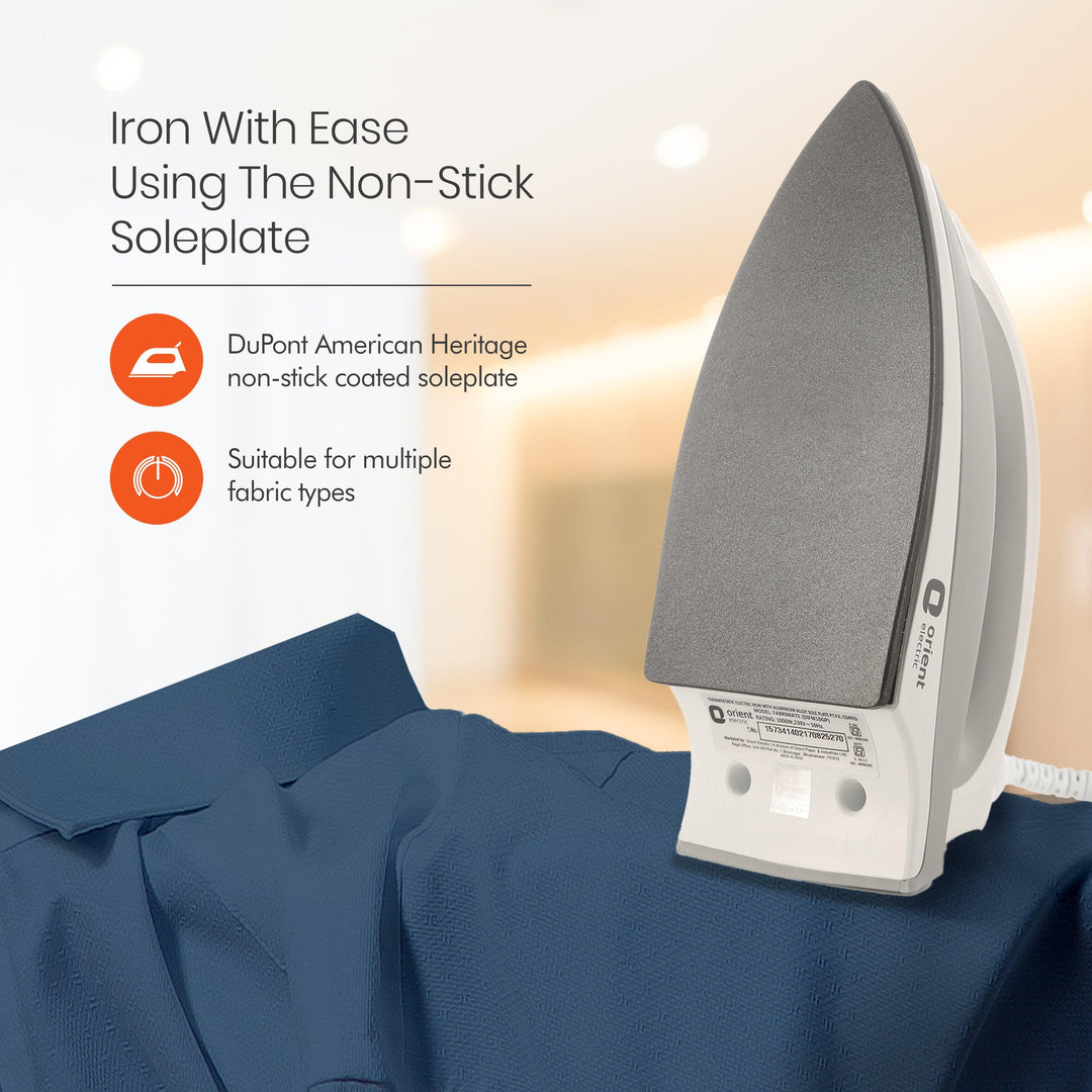 Fabrimate Non-Stick Dual Tone Dry Iron (White & Grey)