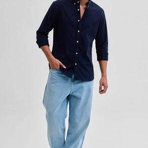 Navy Solid Twill Shirt