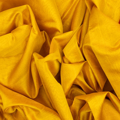Yellow Handloom Uppada Plain Silk Saree With Red Border
