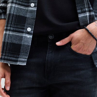 Charcoal Black Tapered Fit Jeans