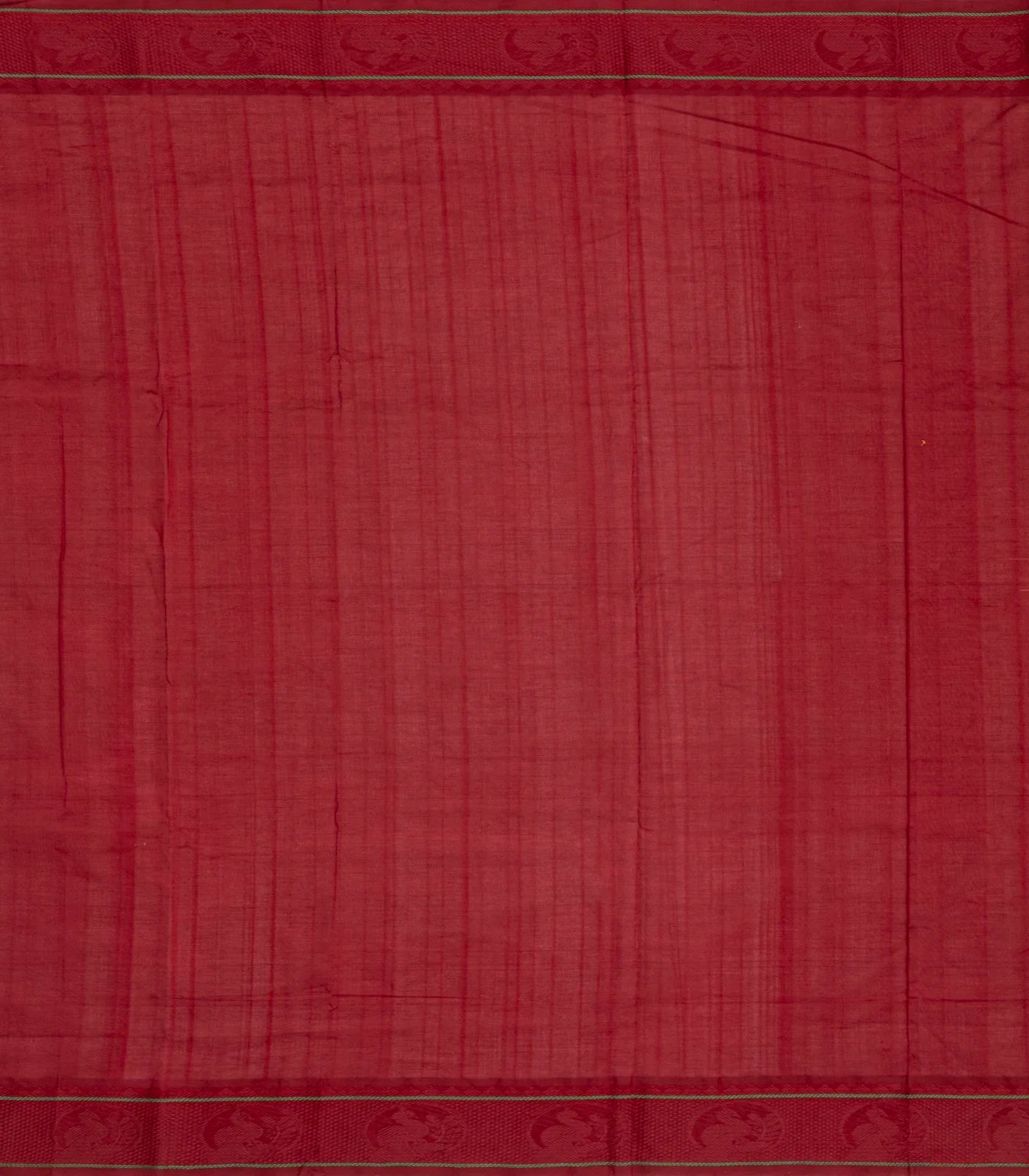 Lemon Yellow Handloom Poly Cotton Saree With Annam Buttas & Crimson Pallu